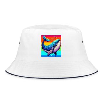 Wal - Bucket Hat - Weiß/Navy - Vorne