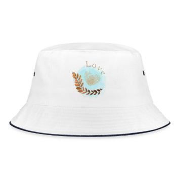 Love Herz Fingerabdruck Design - Bucket Hat - Weiß/Navy - Vorne