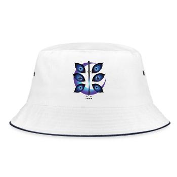 Nachtklinge Neon Augen - Bucket Hat - Weiß/Navy - Vorne