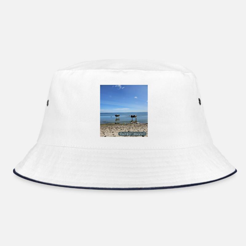 Vacation, muuu - Bucket Hat - Weiß/Navy