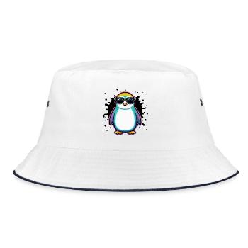 Penguin Rainbow Glasses - Bucket Hat - white/navy - Front