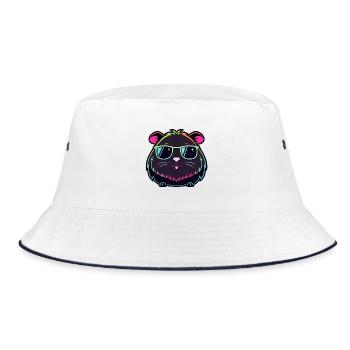 Hamster-Neon-Sonnenbrille - Bucket Hat - Weiß/Navy - Vorne
