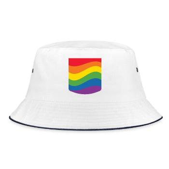 Rainbow Wave Pride Flag Minimal Design - Bucket Hat - Weiß/Navy - Vorne