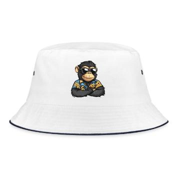 Monkey Comic Vacation - Bucket Hat - white/navy - Front