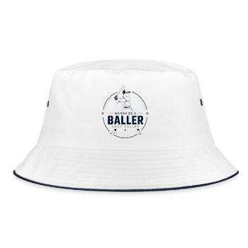 Baseball Baller: Retro-Sportstil - Bucket Hat - Weiß/Navy - Vorne