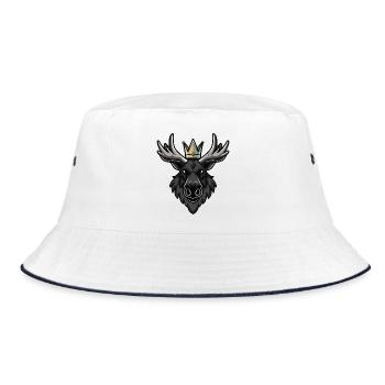 Moose Head Crown - Bucket Hat - white/navy - Front