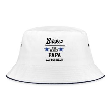 Bäcker Baecker Bester Papa Bäckerei Konditorei - Bucket Hat - Weiß/Navy - Vorne