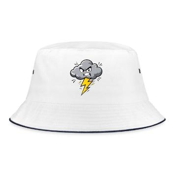 Angry Cloud Lightning Thunderstorm Weather Motif - Bucket Hat - white/navy - Front
