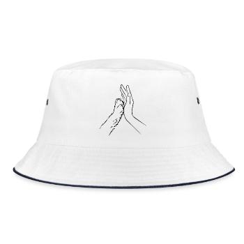 Hundepfote und Hand Team - Bucket Hat - Weiß/Navy - Vorne