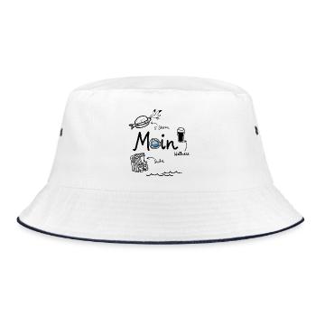 MOIN Luxus Strand Hotel Küste Urlaub - Bucket Hat - Weiß/Navy - Vorne