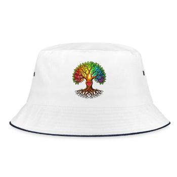 Tree Heart Tree of Life Rainbow - Bucket Hat - white/navy - Front