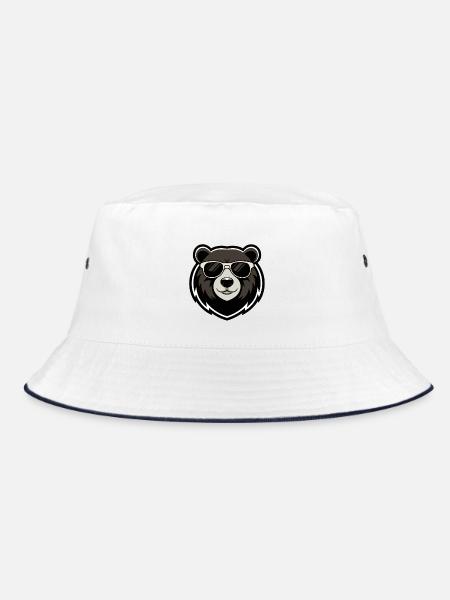 Urban Bear Dark Glasses - Bucket Hat - white/navy - Front