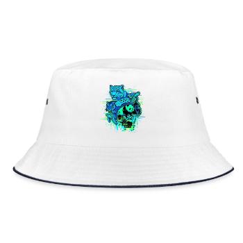 Animal Glitch - Bucket Hat - Weiß/Navy - Vorne