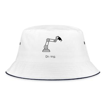 Dr.-Ing. – Robotik - Bucket Hat - Weiß/Navy - Vorne