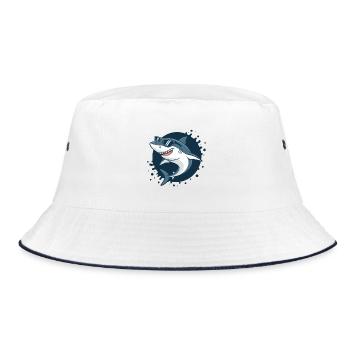 Shark Stylish Sonnenbrille - Bucket Hat - Weiß/Navy - Vorne