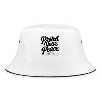 Protect Your Peace | Minimal Retro Typography - Bucket Hat - white/navy - Front