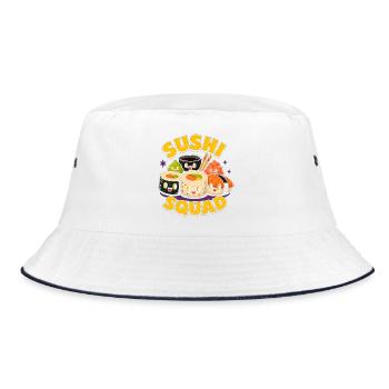 Sushi-Truppe Lustiges japanisches Essen Sashimi Li - Bucket Hat - Weiß/Navy - Vorne