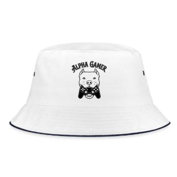 alpha gamer - Bucket Hat - white/navy - Front