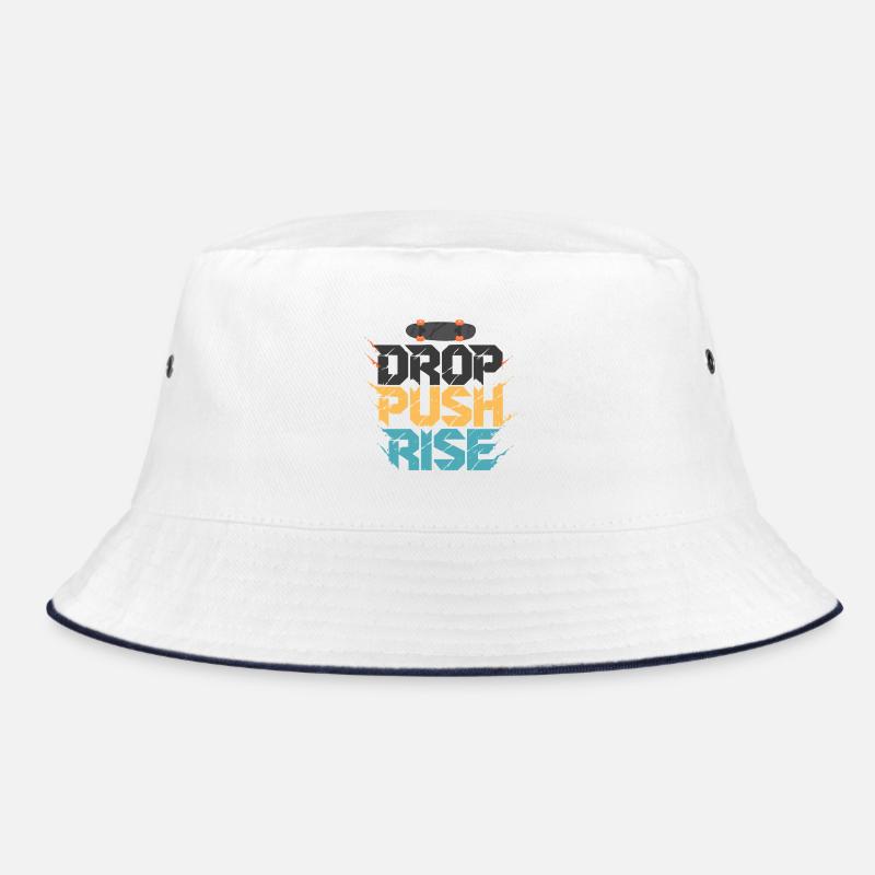 Drop Push Rise Skateboard Art Bucket Hat