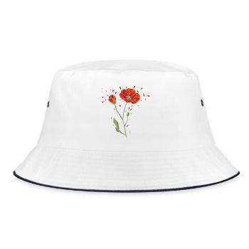 Design floral géométrique pavot low poly - Bob - blanc/marine - Devant