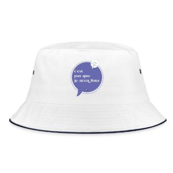 Ein lila Kreis Abbildung mit französischer Spruch - Bucket Hat - Weiß/Navy - Vorne