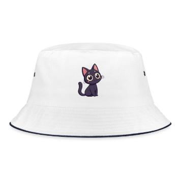 Chat noir kawaii aux yeux énormes - Bob - blanc/marine - Devant