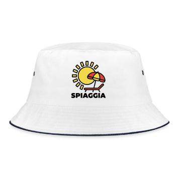 Strand Spiaggia Italien Urlaub Sonne Meer - Bucket Hat - Weiß/Navy - Vorne