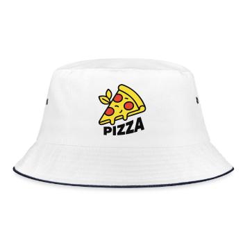 Pizza Piece Lettering Italy Pizzeria - Bucket Hat - white/navy - Front