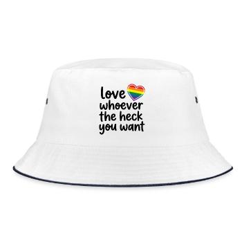LGBTQ-Pride-Monat – Liebe, wen immer du willst - Bucket Hat - Weiß/Navy - Vorne