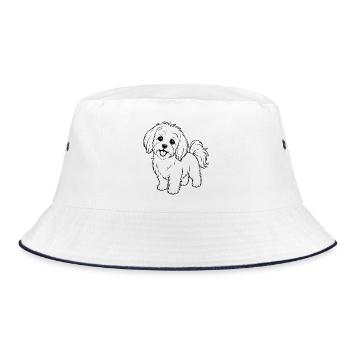 Malteser_Hund_schwarz - Bucket Hat - white/navy - Front