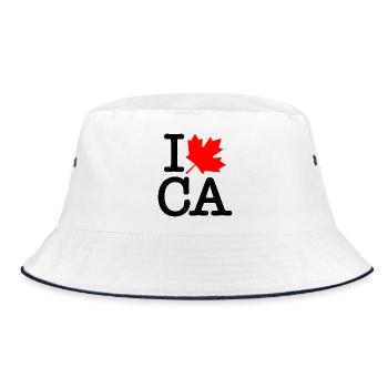 Sehr höflich Rot Schwarz Ich liebe Kanada-Ahornblatt - Bucket Hat - Weiß/Navy - Vorne
