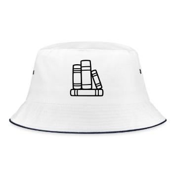 Book Stack Reading Book Club Teacher Library - Bucket Hat - white/navy - Front