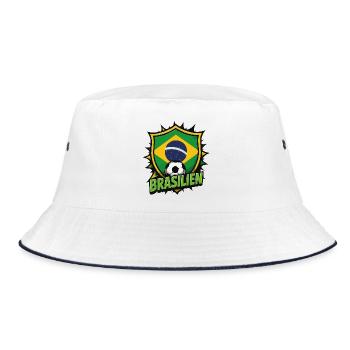 Brasilien Fußball Shield - Bucket Hat - Weiß/Navy - Vorne
