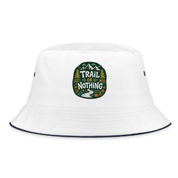 Trail or Nothing Mountain Running Design - Bucket Hat - white/navy - Front
