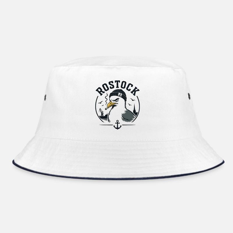 Rostock Möwe mit Pfeife - Bucket Hat - Weiß/Navy