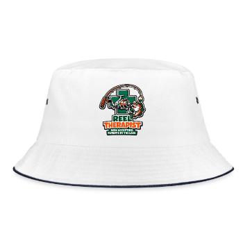 Reel Therapist: Fishing on the lake - Bucket Hat - white/navy - Front