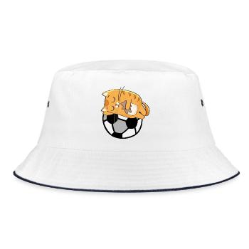 Cuddly kitten on football - Bucket Hat - white/navy - Front