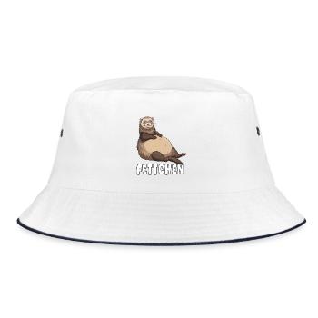 Lustiges Frettchen Outfit Dick, Fett & Übergewicht - Bucket Hat - Weiß/Navy - Vorne
