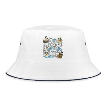 Treasure Route Pirate Island Map - Bucket Hat - white/navy - Front