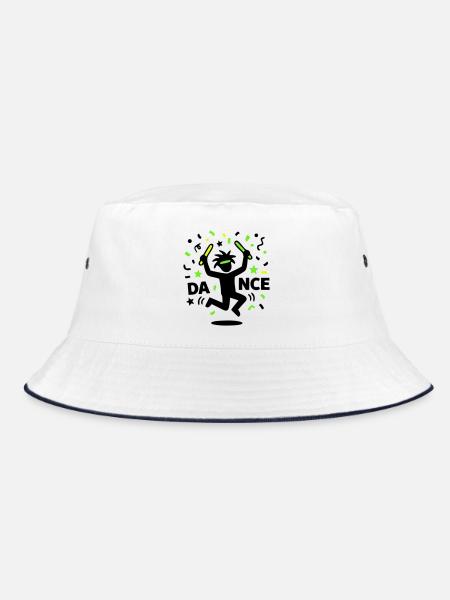 Dancing Stick Figure Rave 90s Techno Party - Bucket Hat - white/navy - Front