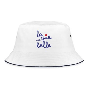 Das Leben ist gut - Bucket Hat - Weiß/Navy - Vorne