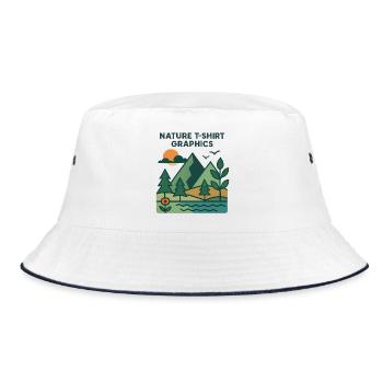 Mountains, lake and sunset - Bucket Hat - white/navy - Front