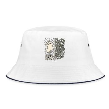 Gottes Nahrung Vs Fabrikfrass - Bucket Hat - Weiß/Navy - Vorne
