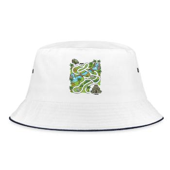 Dschungelsafari-Labyrinth - Bucket Hat - Weiß/Navy - Vorne