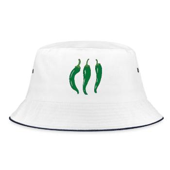 Three green chili peppers - Bucket Hat - white/navy - Front