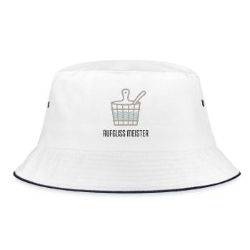Sauna Experte - Bucket Hat - Weiß/Navy - Vorne