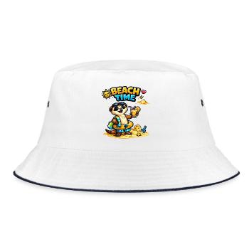 Beach Time Otter: Sand & Fun - Bucket Hat - white/navy - Front