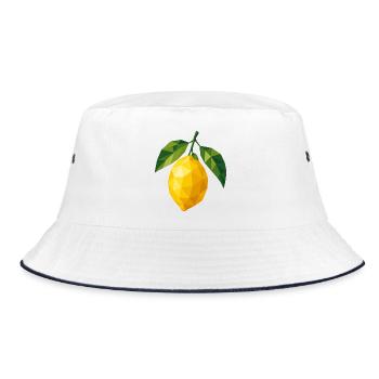Geometric Lemon | Polygon Fruit Motif - Bucket Hat - white/navy - Front