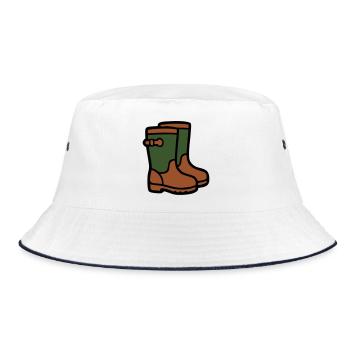 Gummistiefel Gartenarbeit Matschwetter Regen - Bucket Hat - Weiß/Navy - Vorne