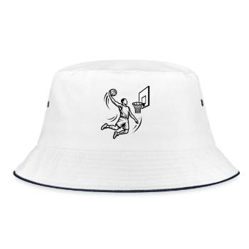 Basketballspieler Dunking Streetball Verein - Bucket Hat - Weiß/Navy - Vorne